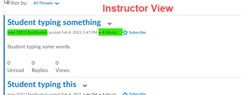 Instructor view of the new Word Count feature in GaVIEW